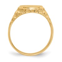 14K Yellow Gold 10.5x 12.5mm Oval Open Back Mens Nugget Signet Ring view 2