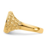 14K Yellow Gold 10.5x 12.5mm Oval Open Back Mens Nugget Signet Ring view 3