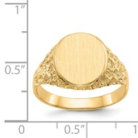 14K Yellow Gold 10.5x 12.5mm Oval Open Back Mens Nugget Signet Ring view 5