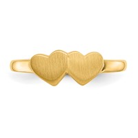 14K Yellow Gold 5.5x 5.0mm Open Back Double Heart Signet Ring view 4