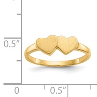14K Yellow Gold 5.5x 5.0mm Open Back Double Heart Signet Ring view 5