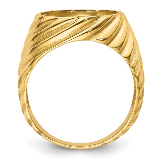 14ky Men's Diagonal Fluting Coin Bezel Ring                           