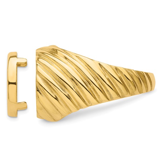 14ky Men's Diagonal Fluting Coin Bezel Ring                           