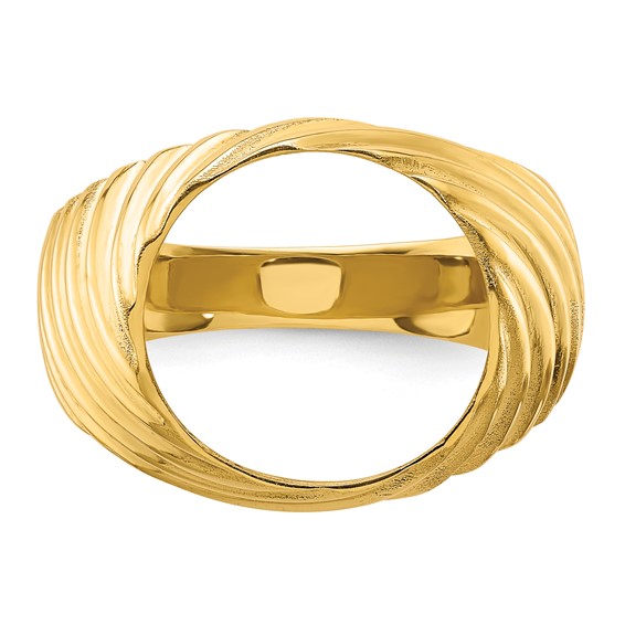14ky Men's Diagonal Fluting Coin Bezel Ring                           