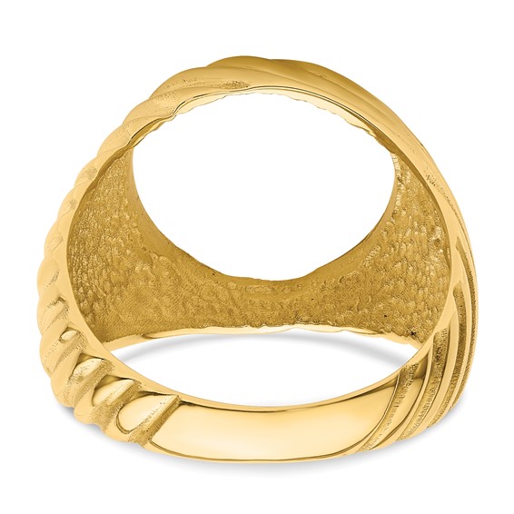 14ky Men's Diagonal Fluting Coin Bezel Ring                           
