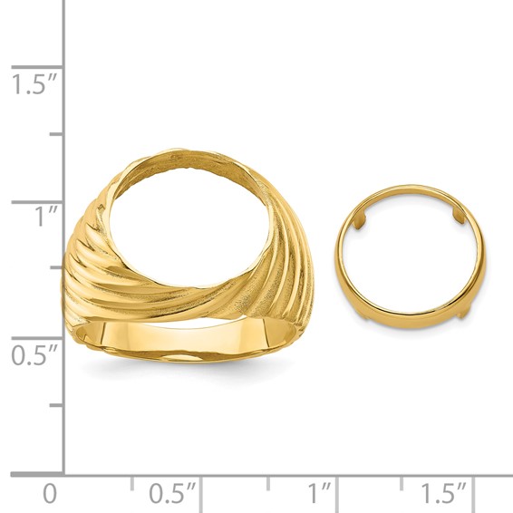 14ky Men's Diagonal Fluting Coin Bezel Ring                           