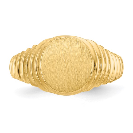 14k 10.5x9.5mm Oval Open Back Mens Signet Ring