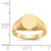 14K Yellow Gold 10.5x 9.5mm Oval Open Back Mens Signet Ring view 5