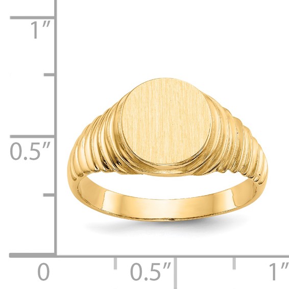 14k 10.5x9.5mm Oval Open Back Mens Signet Ring