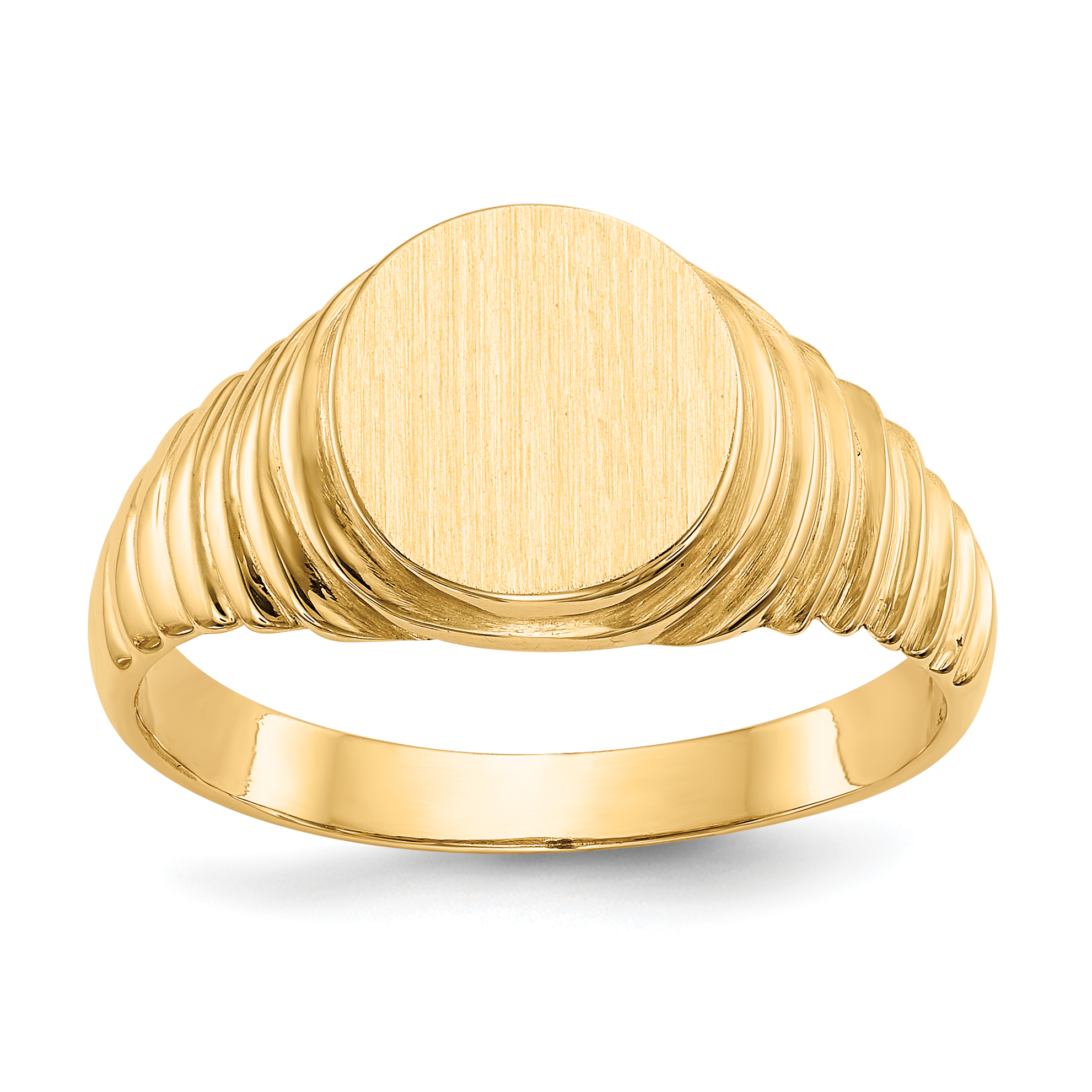 14k 10.5x9.5mm Open Back Mens Signet Ring (R256)
