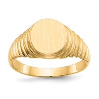 14K Yellow Gold 10.5x 9.5mm Oval Open Back Mens Signet Ring view 1