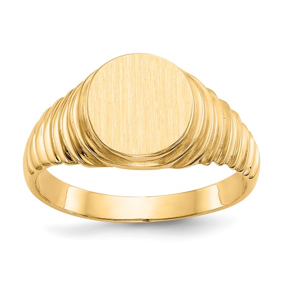 14k 10.5x9.5mm Oval Open Back Mens Signet Ring
