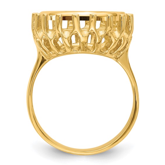 14ky Polished Ladies' Raised Wire Prong Coin Bezel Ring               