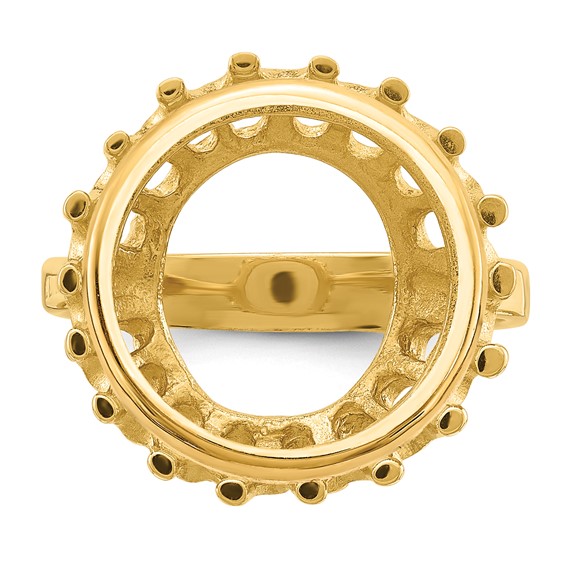 14ky Polished Ladies' Raised Wire Prong Coin Bezel Ring               