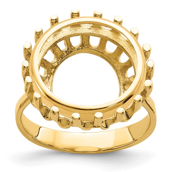 14ky Polished Ladies' Raised Wire Prong Coin Bezel Ring               