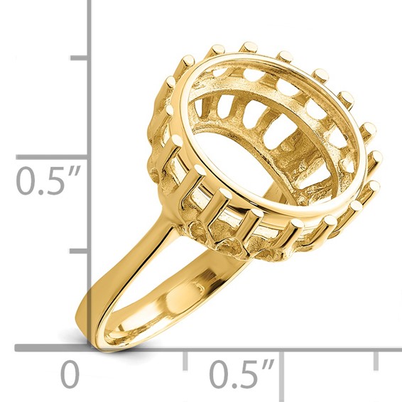 14ky Polished Ladies' Raised Wire Prong Coin Bezel Ring               