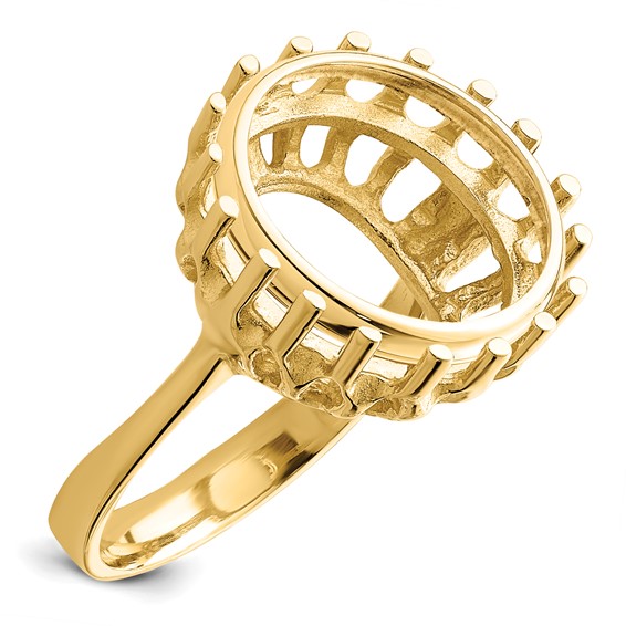 14ky Polished Ladies' Raised Wire Prong Coin Bezel Ring               