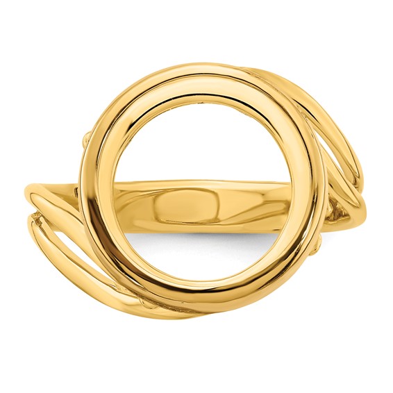 14ky Ladies' Double Twisted Wire Prong Coin Bezel Ring                