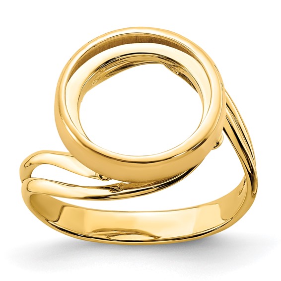 14ky Ladies' Double Twisted Wire Prong Coin Bezel Ring                