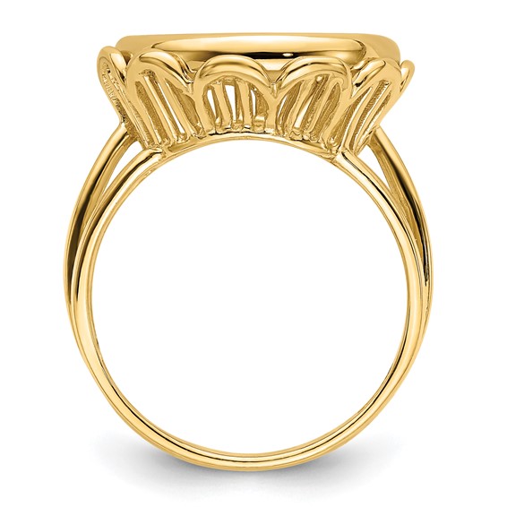 14ky Ladies' Wire Fancy Prong Coin Bezel Ring                         