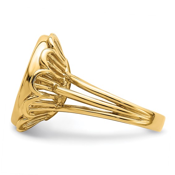 14ky Ladies' Wire Fancy Prong Coin Bezel Ring                         