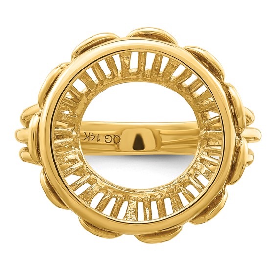 14ky Ladies' Wire Fancy Prong Coin Bezel Ring                         
