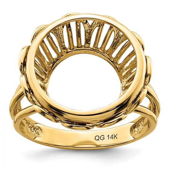 14ky Ladies' Wire Fancy Prong Coin Bezel Ring                         