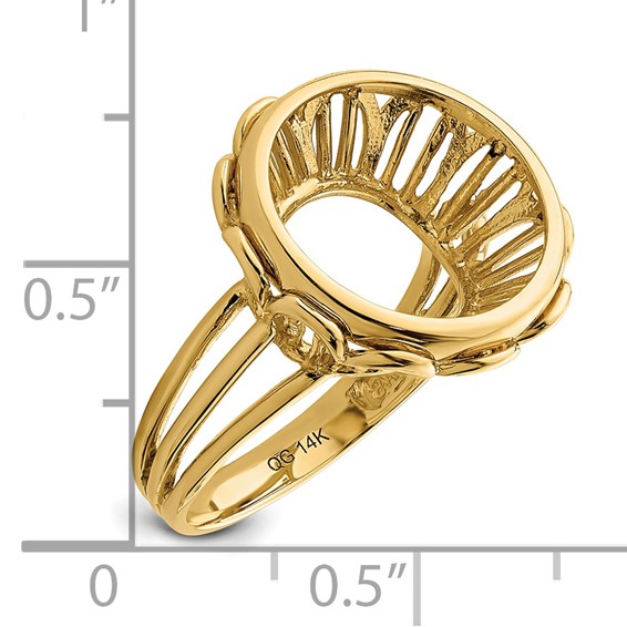 14ky Ladies' Wire Fancy Prong Coin Bezel Ring                         