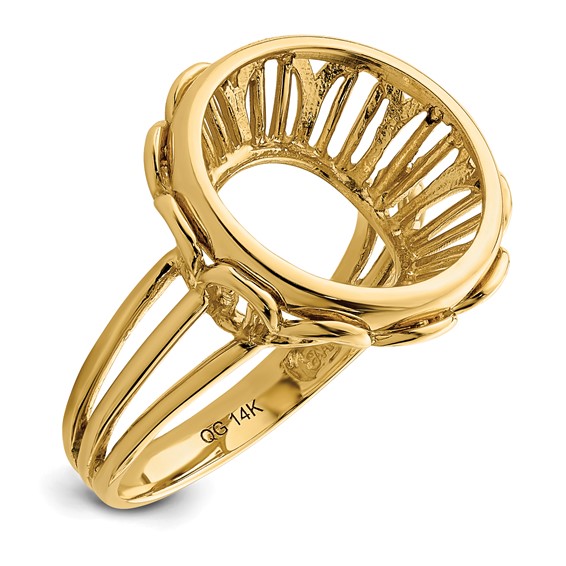 14ky Ladies' Wire Fancy Prong Coin Bezel Ring                         