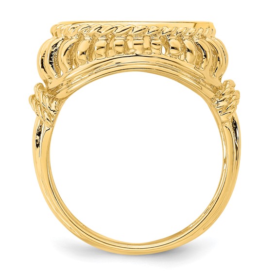 14ky Ladies' Wire Twisted Rope with Wire Prong Coin Bezel Ring          