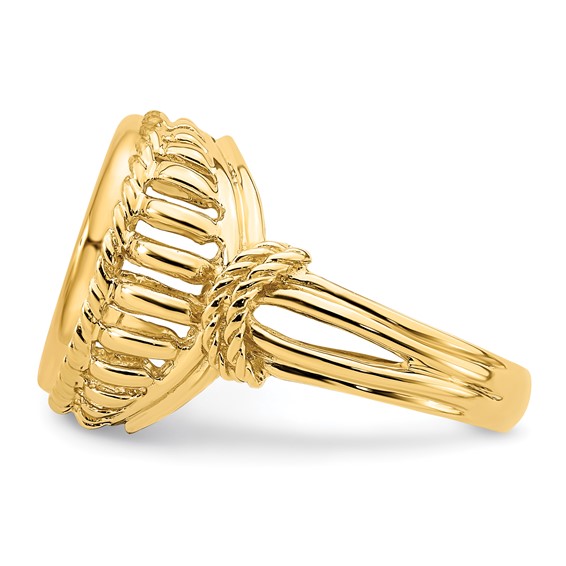 14ky Ladies' Wire Twisted Rope with Wire Prong Coin Bezel Ring          