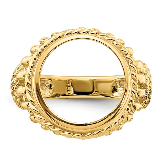 14ky Ladies' Wire Twisted Rope with Wire Prong Coin Bezel Ring          