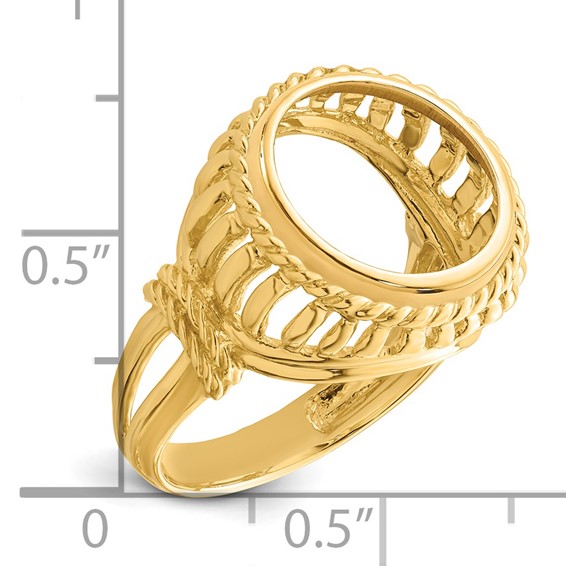 14ky Ladies' Wire Twisted Rope with Wire Prong Coin Bezel Ring          