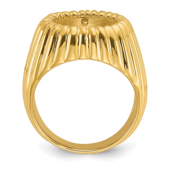 14ky Men's Vertical Fluting Coin Bezel Ring                           