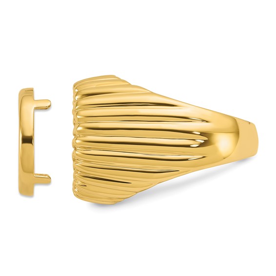 14ky Men's Vertical Fluting Coin Bezel Ring                           