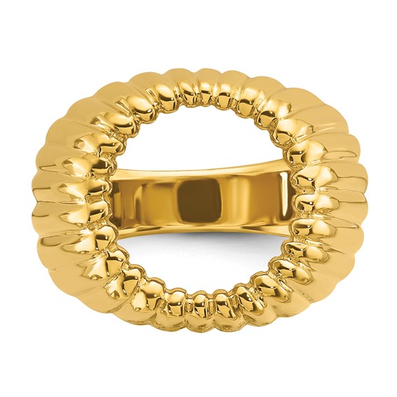 14ky Men's Vertical Fluting Coin Bezel Ring                           