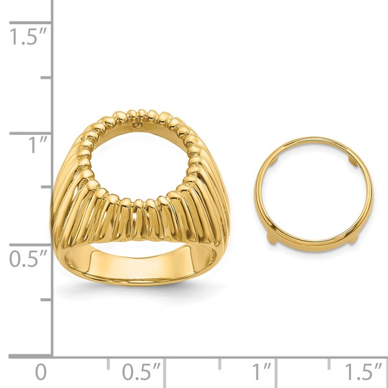 14ky Men's Vertical Fluting Coin Bezel Ring                           