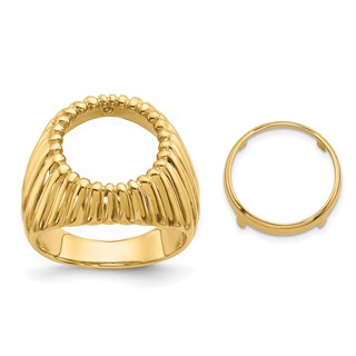 14ky Men's Vertical Fluting Coin Bezel Ring                           