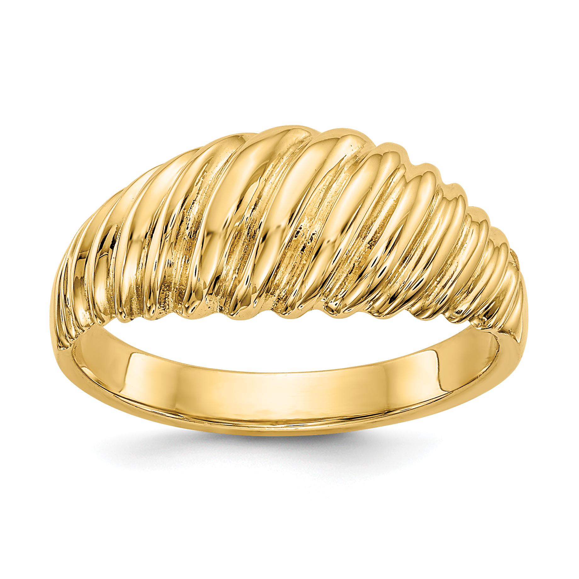 14k Polished Scalloped Dome Ring (R313)