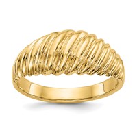 14K Polished Scalloped Dome Ring view 1