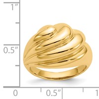 14K Yellow Gold Polished Swirl Dome Ring view 3
