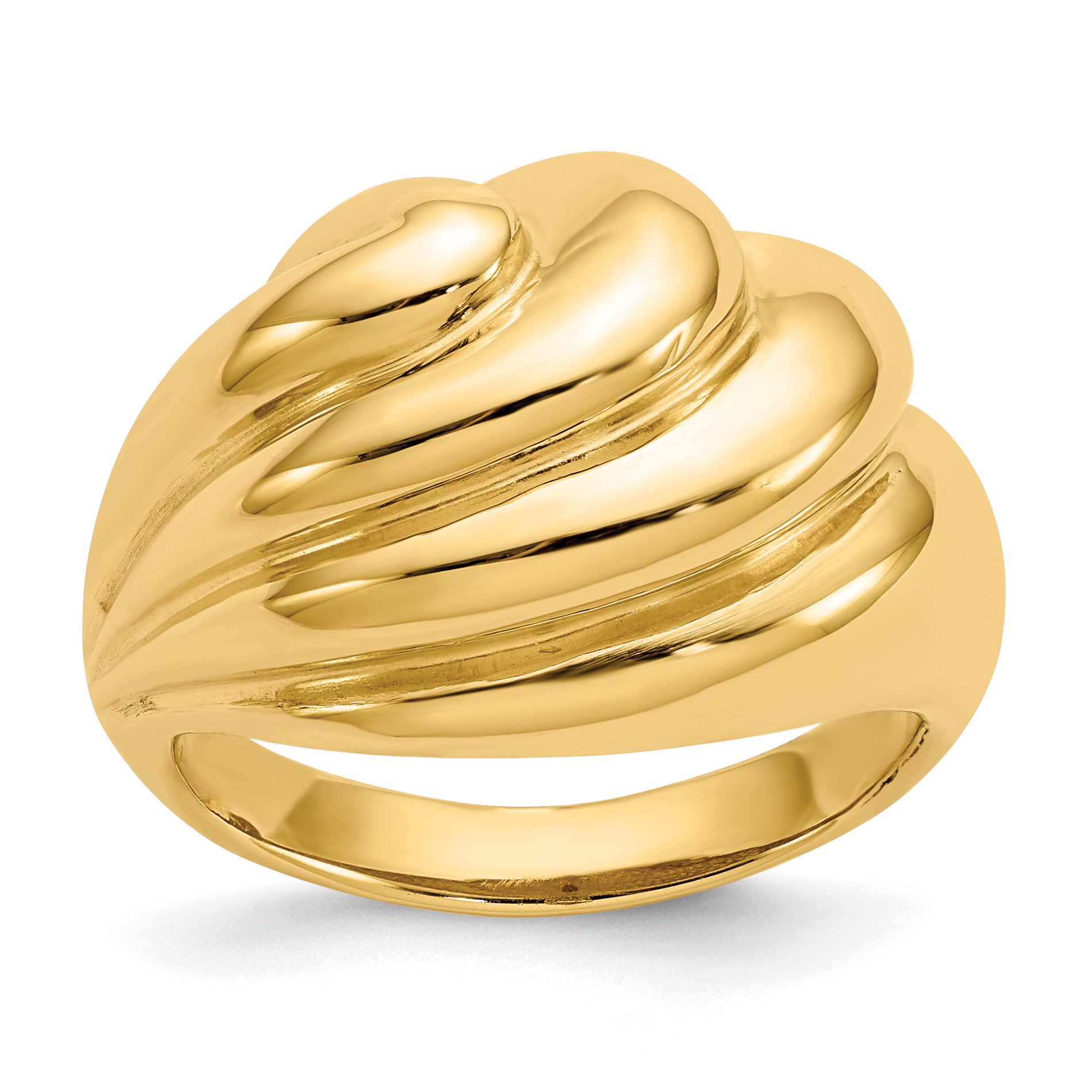 14k Polished Swirl Dome Ring (R317)