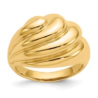 14K Yellow Gold Polished Swirl Dome Ring view 1