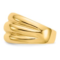 14K Yellow Gold Polished Scalloped Dome Ring view 4
