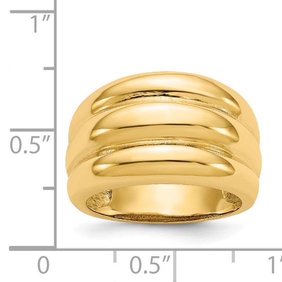 14k Polished Scalloped Dome Ring