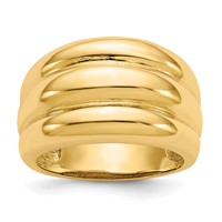 14K Yellow Gold Polished Scalloped Dome Ring view 1