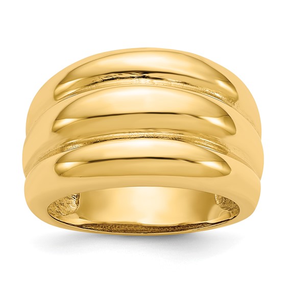 14k Polished Scalloped Dome Ring