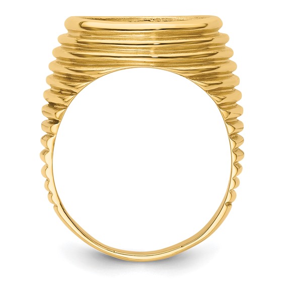 14ky Men's Horizontal Fluting Coin Bezel Ring                         