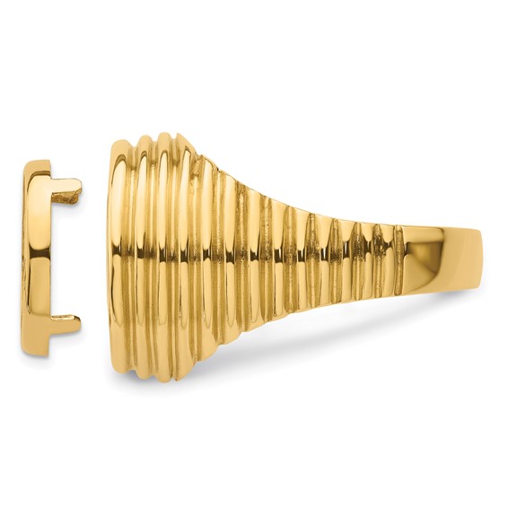 14ky Men's Horizontal Fluting Coin Bezel Ring                         