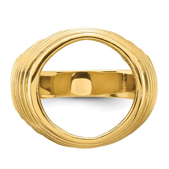 14ky Men's Horizontal Fluting Coin Bezel Ring                         